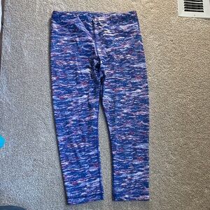 90 Degree By Reflex Blue and Pink Patterned Leggings